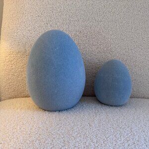 Set of 2 Flocked Blue Easter Eggs
